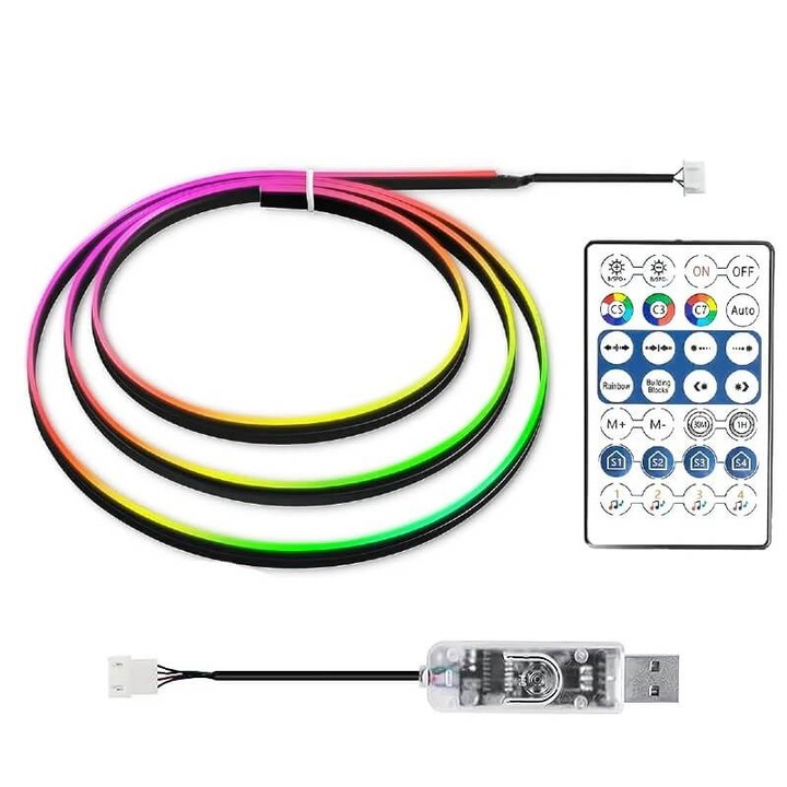 Lumina ambientala auto curcubeu, banda acrilica 110cm, mod Symphony, alimentare USB