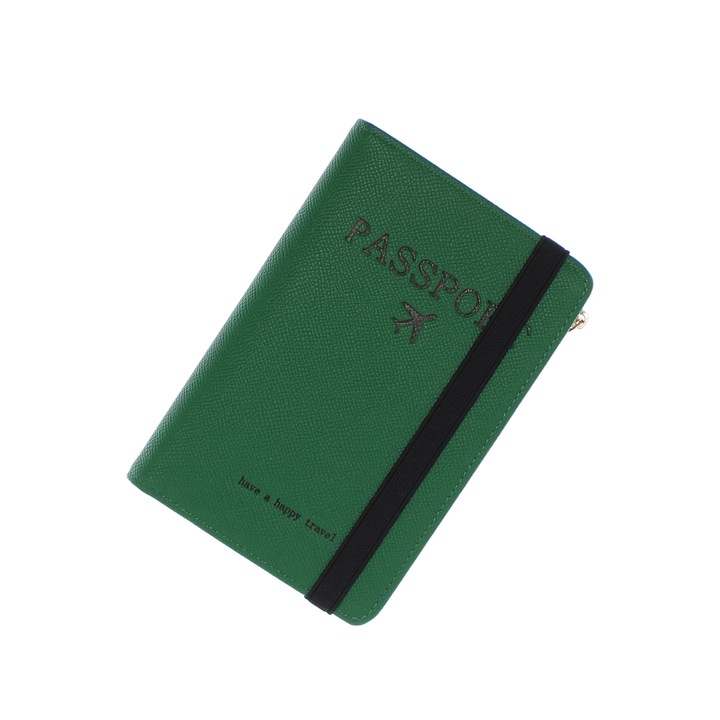 Поставка за паспорт, изработена от екологична кожа, Buticcochet, 17x11x1 см, зелена - PR1041