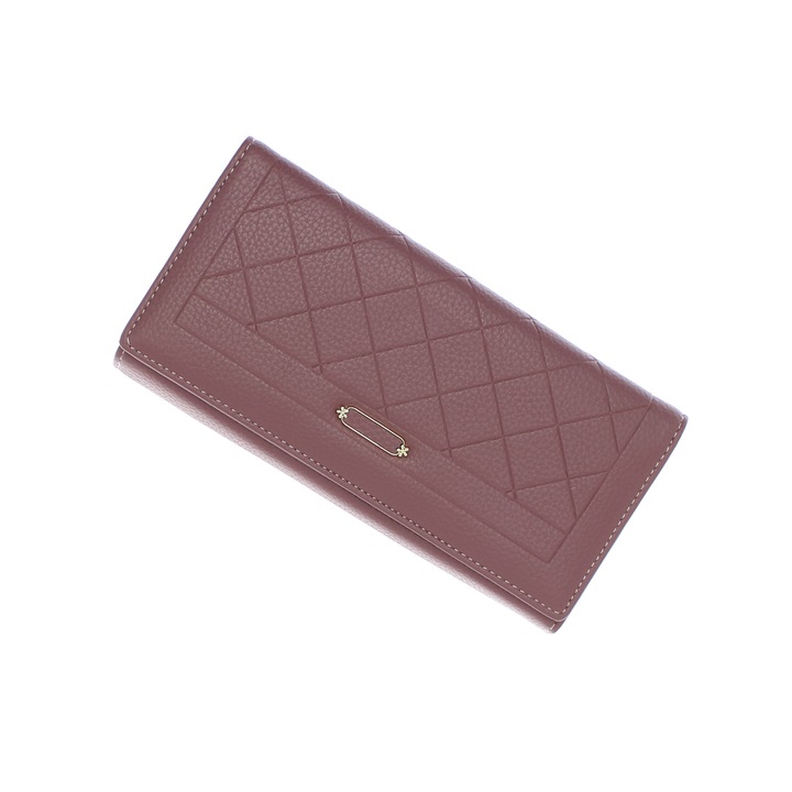 Portofel de dama, din piele ecologica, Buticcochet, 18x10x3, Mov, 18X10X3 CM