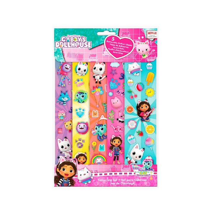 Set 5 planse autocolante Gabby's Dollhouse Albastru