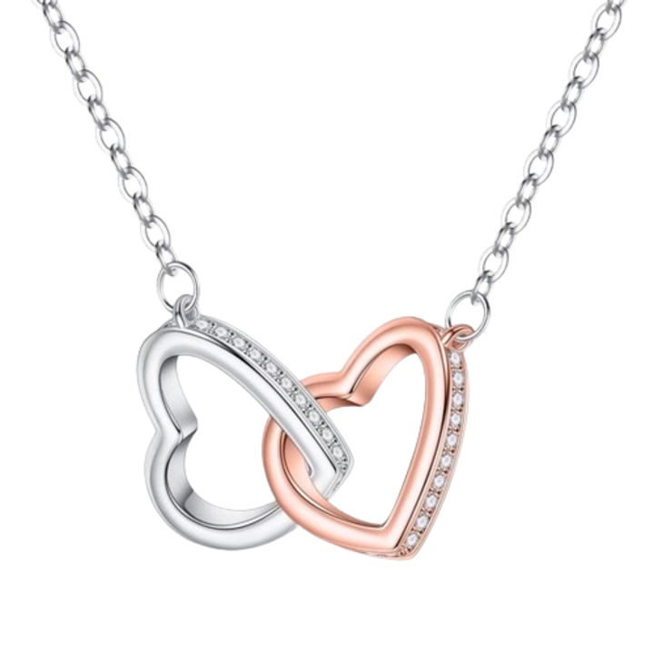 Colier HEARTS cu inimi impletite si cutie cadou gratuita