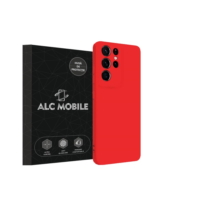 Калъф Soft Touch, тънък, ALC Mobile, противоударен, съвместим със Samsung Galaxy S22 Ultra, червен Tpu