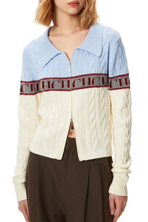 Pulover pentru femei, Fermoar scurt, Multicolor, Multicolor