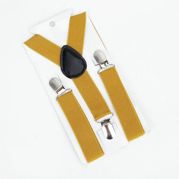 Детски тиранти, горчица, с метални закопчалки, универсален размер, лигавица