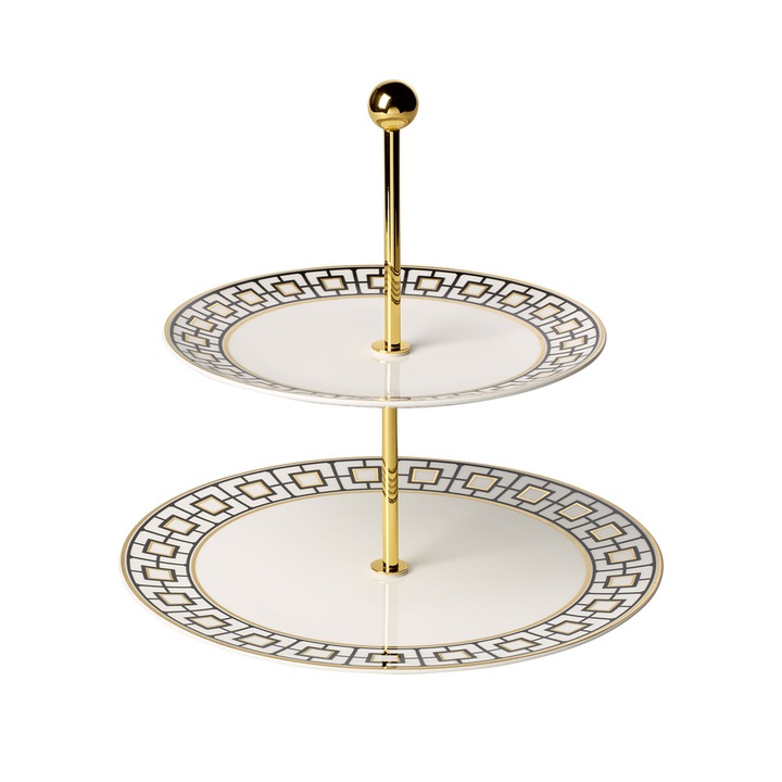 Többszintes tányér fém fogantyúval MetroChic porcelánból, 27 cm