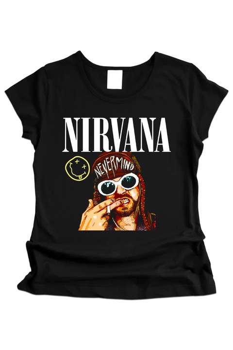 Дамска тениска, K-off, Nirvana Kurt Cobain, черна, S