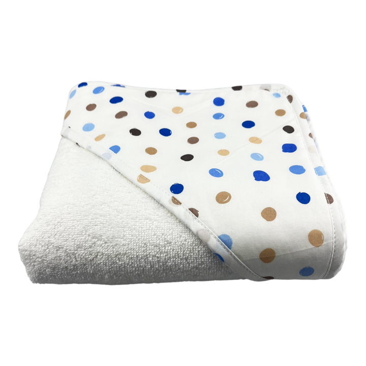 Prosop din bumbac cu gluga, buline, pentru bebelusi si copii, 90x90cm, Bebelusenii Concept