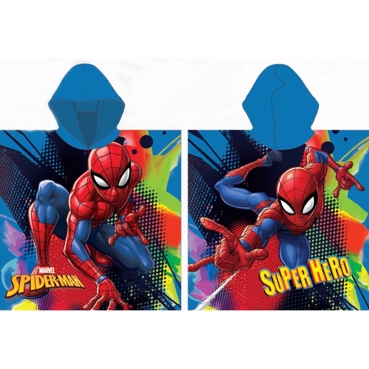 Пончо за плажна кърпа Spiderman Blue 55x110 см (Fast Dry)
