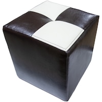 Taburet tapitat cub, 33X33X37, material piele ecologica wenge/ crem