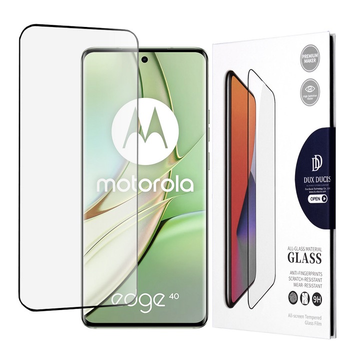 Фолио Dux Ducis, За Motorola Edge 40 / Edge 40 Neo / Edge (2023), Закалено стъкло, Черно