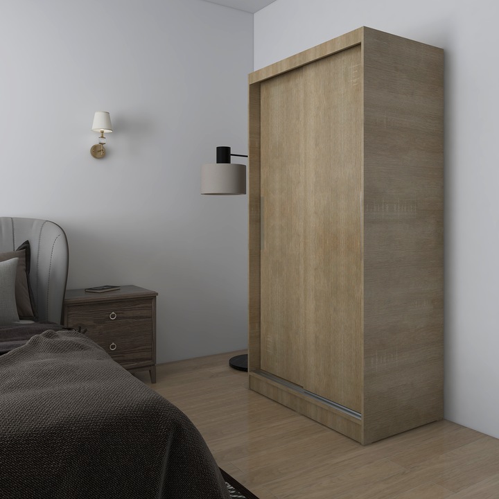 Dulap/Dressing KringX Yuna 100, usi glisante, 100x60x200 cm, culoare sonoma