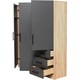 Dulap/Dressing KringX Leo 150, 3 usi si 3 setare, 150x45x180, culoare gri antracit/stejar