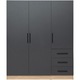 Dulap/Dressing KringX Leo 150, 3 usi si 3 setare, 150x45x180, culoare gri antracit/stejar