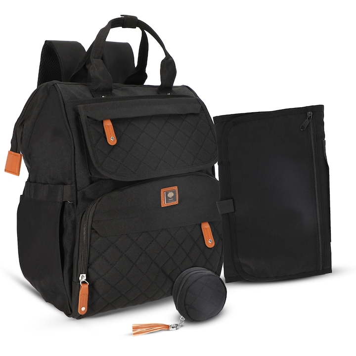 Geanta-Rucsac Multifunctional EDDA98® pentru bebelusi/copii cu 2 saltelute portabile de schimbat scutece, Unisex all in one, Suport pentru suzeta, curele carucior