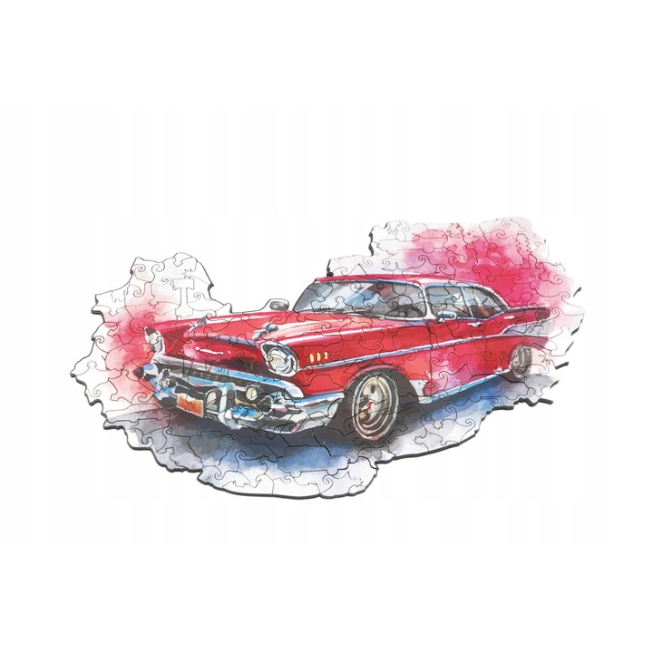 Puzzle din lemn, Drewyan, Model masina, ECO, Multicolor