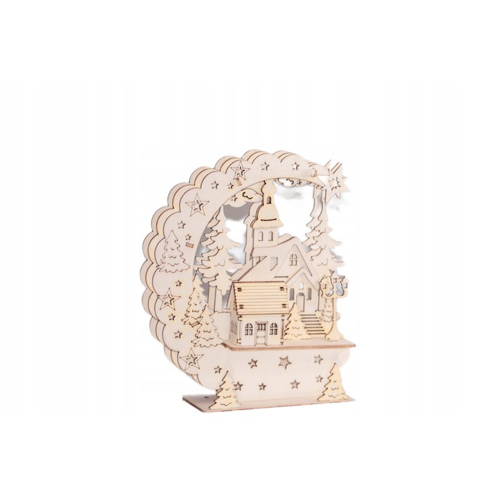 Set decorativ 3D Drewyan, casuta din lemn, ecologic, 18x19cm