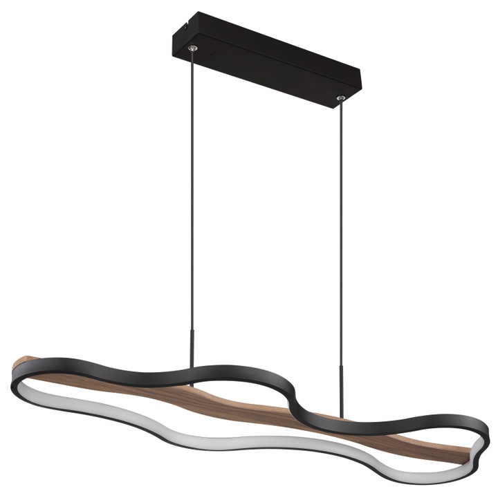 Pendul Globo Bezzy, metal, negru, lemn, LED CCT, telecomanda, 30W