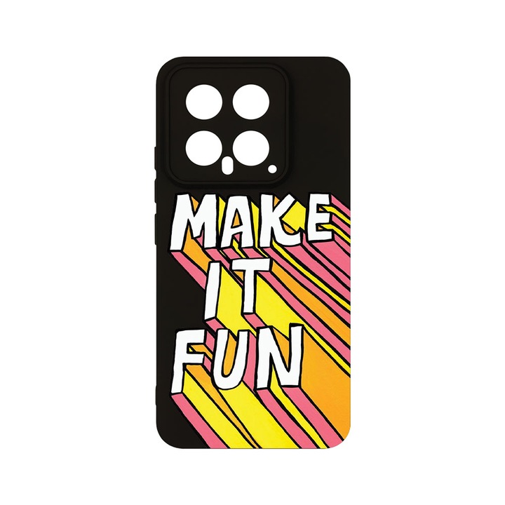 Husa BestCase® Premium Silicon, Compatibila Cu Xiaomi 14, Make It Fun, SLIM 1.2MM, Microfibra in interior, Antisoc, Protectie Camera, Margini ridicate pentru protectia ecranului, PB 494
