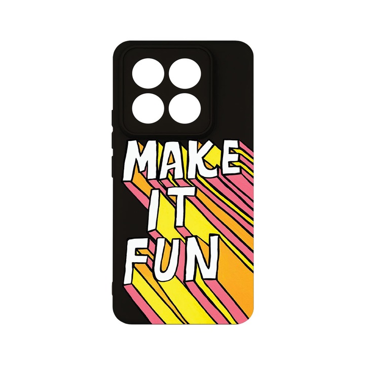 Husa BestCase® Premium Silicon, Compatibila Cu Xiaomi 14 Pro, Make It Fun, SLIM 1.2MM, Microfibra in interior, Antisoc, Protectie Camera, Margini ridicate pentru protectia ecranului, PB 494