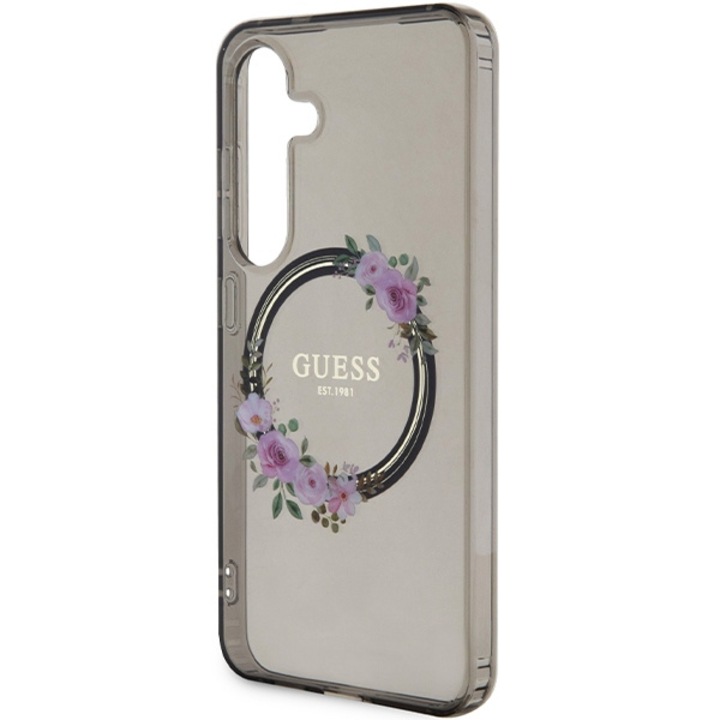 Husa pentru Samsung Galaxy S24 S921, Guess, Model cu flori, TPU, Transparent