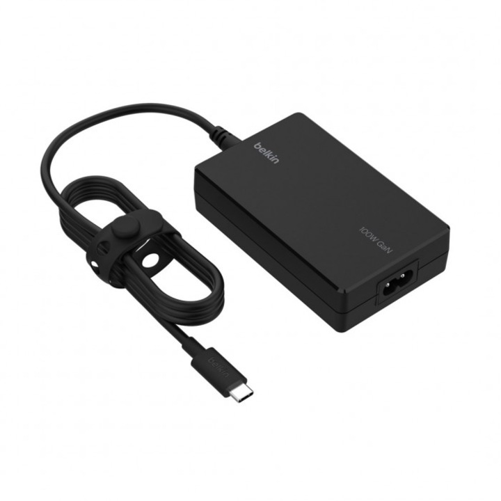 Захранващ адаптер, Belkin, Gan USB-C 100W EU, черен