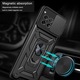 Защитен калъф, съвместим с OnePlus 12R, серия Camshield, с магнитен пръстен, подсилени ръбове, TPU, черен