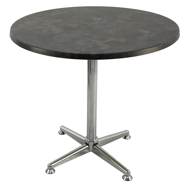 Masa rotunda pentru restaurant D80xh74cm, Raki Metalic Oxid, blat werzalit si picior metalic cromat