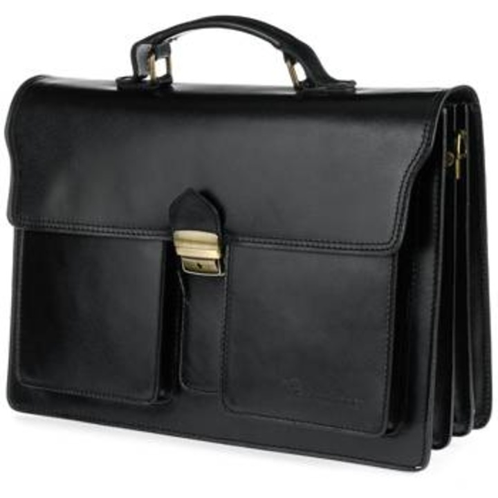 Férfi aktatáska, Beltimore, Bőr, Fekete