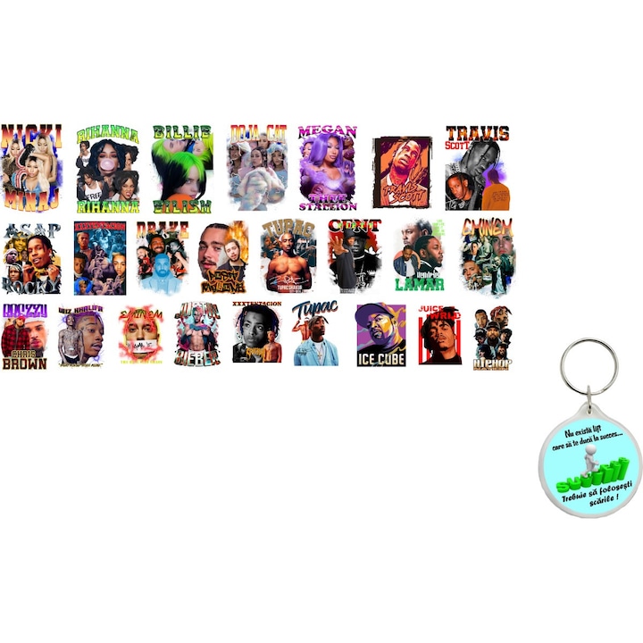 Set de 18 stickere Rap Music cu cei mai iubiti artisti din lume, pentru ...