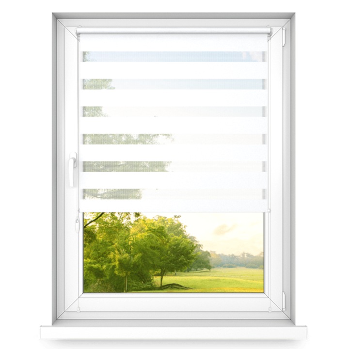 Ролетна щора Time4blinds Classic, ден и нощ, Щора, P+R, Текстил,1300x1400mm, Класическо бяло, Дясна страна