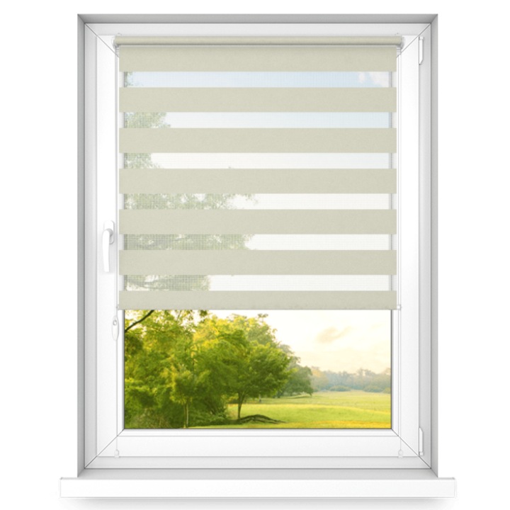 Ролетна щора Time4blinds Classic, ден и нощ, Щора, P+R, Текстил,1100x1400mm, Крем, Дясна страна