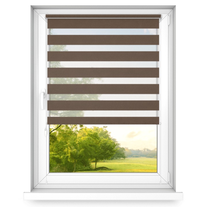 Ролетна щора Time4blinds Classic, ден и нощ, Щора, P+R, Текстил,1300x1400mm, Орех, Дясна страна