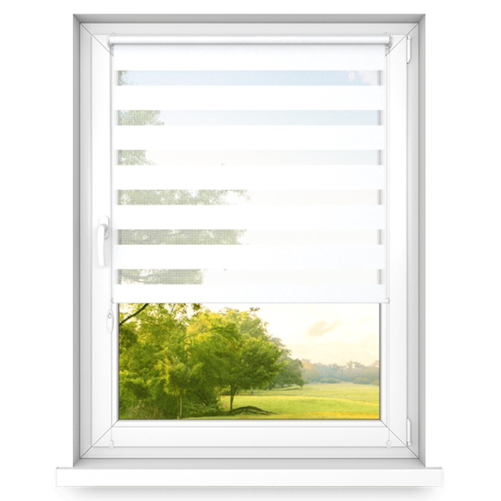 Ролетна щора Time4blinds Classic, ден и нощ, Щора, P+R, Текстил,1100x1400mm, Класическо бяло, Дясна страна