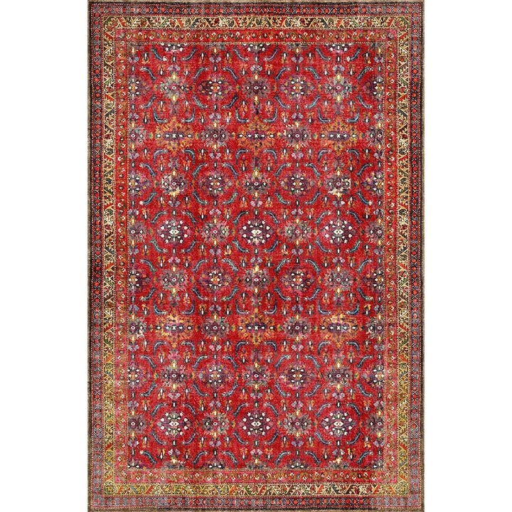 Covor Ryo, dreptunghiular, 230 x 290 cm, traditional, bordo, negru, blue, poliester