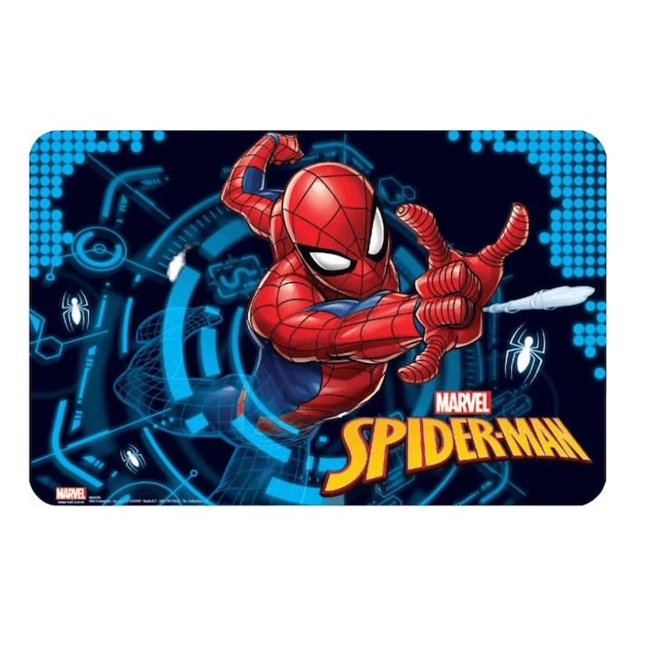 Suport farfurie pentru servit masa Spiderman Spider Web, 43x28 cm Albastru