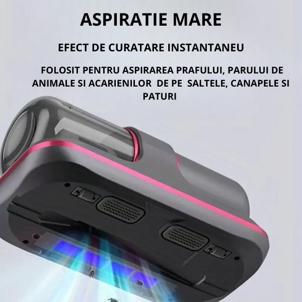 Aspirator Antiacarieni Tehnologie UV cu elemente de filtrare, Putere de Aspirare mare, Portabil cu acumulator si Multifunctional, Violet