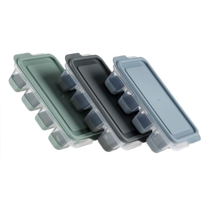 Set 3 forme de gheata, plastic/silicon, 8 cuburi/cutie, 13x7.5x3.5 cm