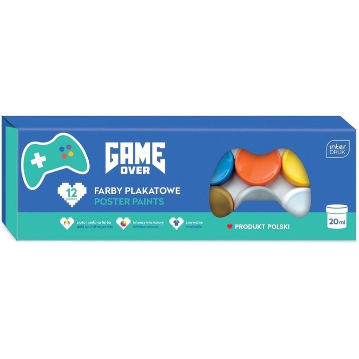 Set de acuarele Game Over, 12 culori, 20ml