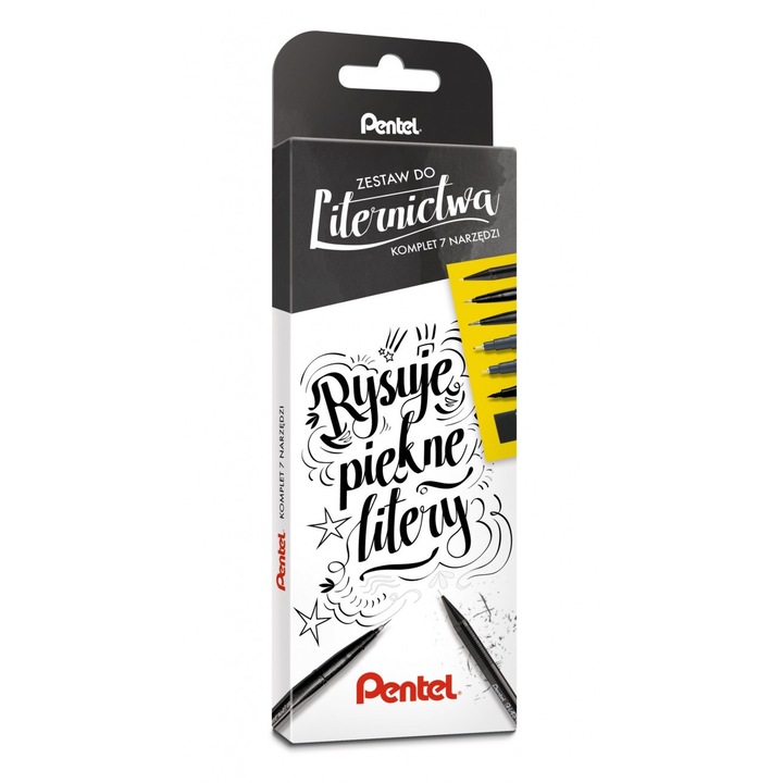 7 db professzionális íróeszköz készlet, Pentel, Fekete