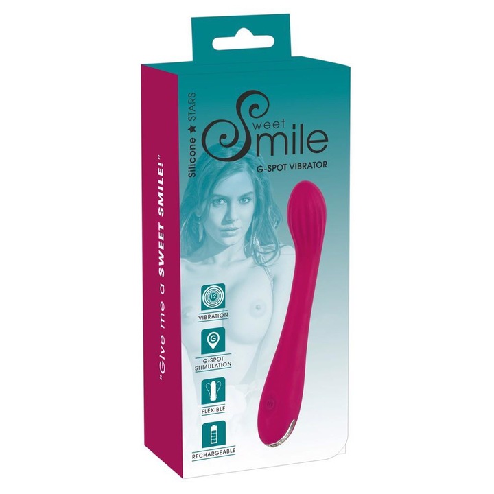 Vibrator Punctul G, Boss of Toys, Curbat, 12 Moduri de Vibratie, Silicon, 20cm