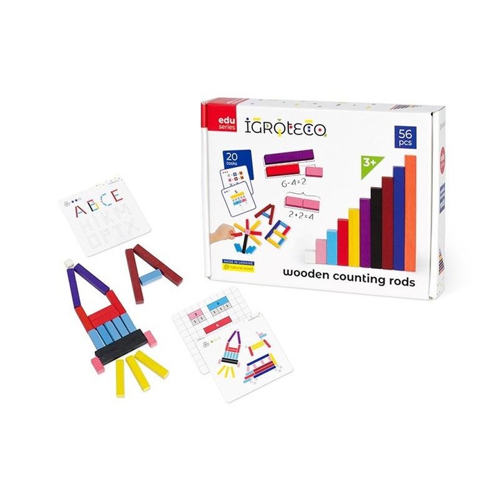 Set de 56 bete de numarat, Artyk, Lemn, Multicolor