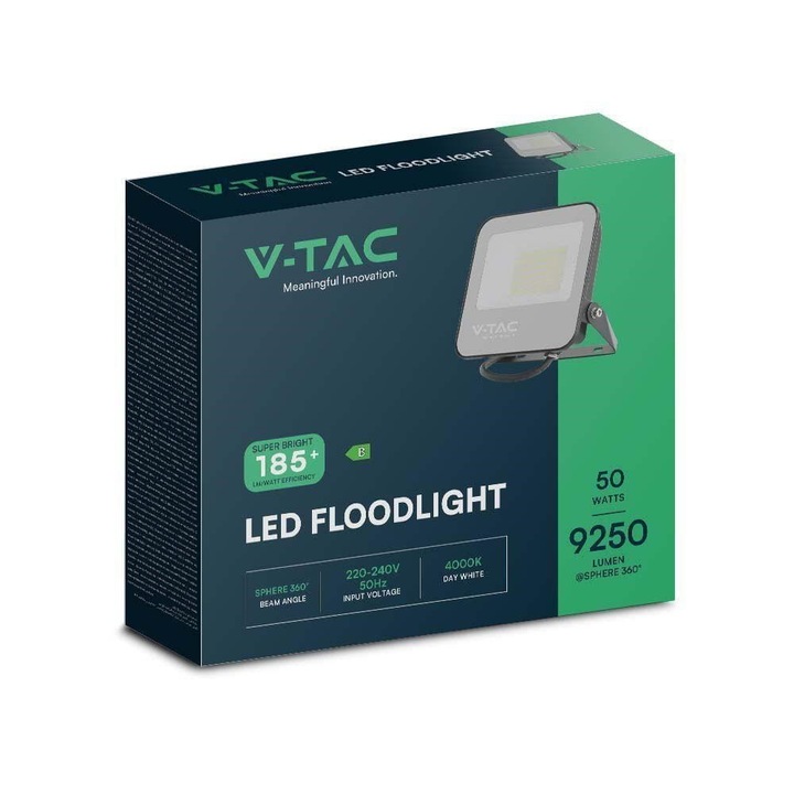 Proiector LED, V-TAC, 50 W, Negru