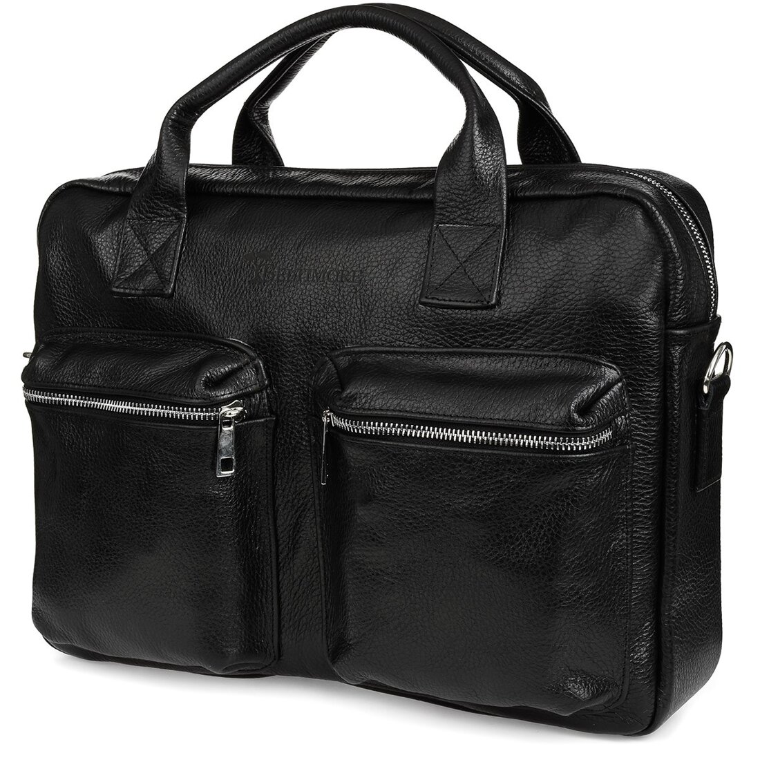 Geanta pentru laptop, Beltimore, Piele naturala, 15.6", Negru