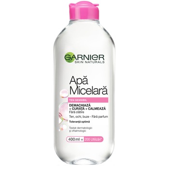 Apa micelara Garnier Skin Naturals pentru ten sensibil, 400 ml Apa micelara Garnier Skin Naturals pentru ten sensibil, 400 ml