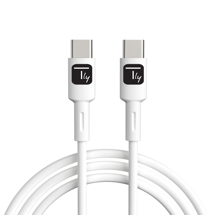 Cablu date si incarcare rapida, USB-C tata la USB-C tata, USB2.0, 480Mbps, 3.0A, 2M, Alb, Techly, ICOC MUSB20-C60W2