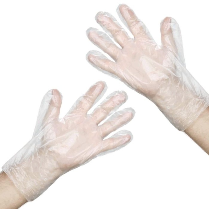 Manusi din plastic HDPE, transparente, 100buc, de unica folosinta, PRIMA, marimea M