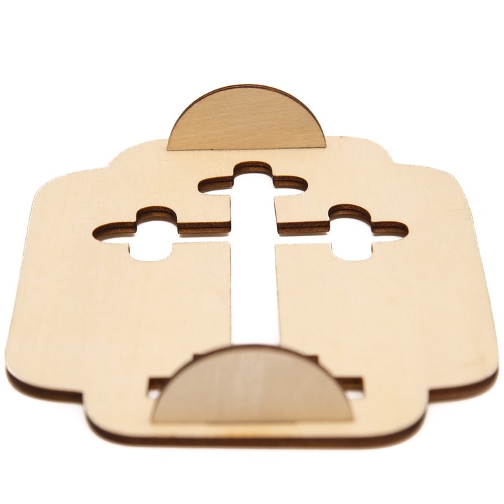 Tipar Cruce dreptunghiular din lemn pentru coliva, dimensiuni 16/12 cm