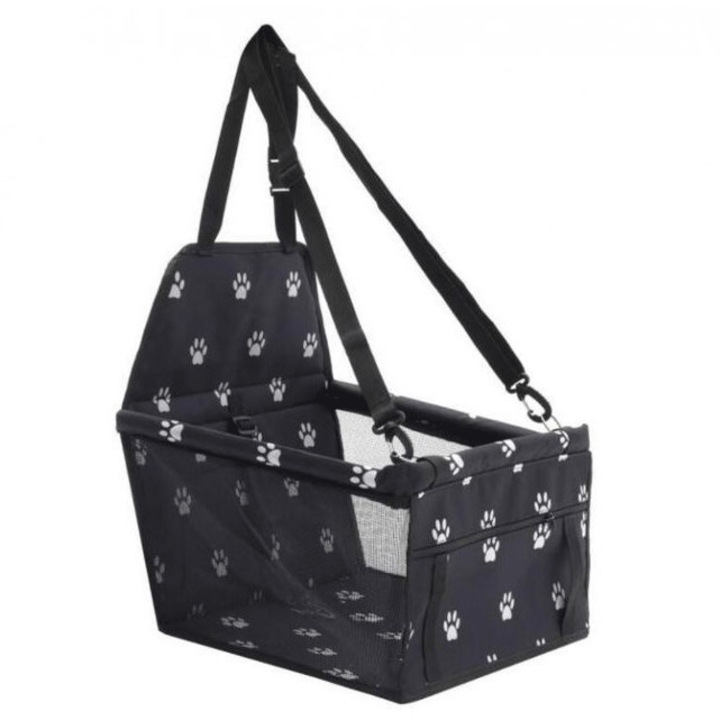 Husa EDAR Auto De Protectie Transport Animale De Talie Mica Sau Mijlocie, Protectie Anti Zgarieturi Pentru Scaun / Bancheta, Impermeabila, Cu Buzunar Si Centura, Dimensiuni 40 x 30 x 40 cm, Neagra