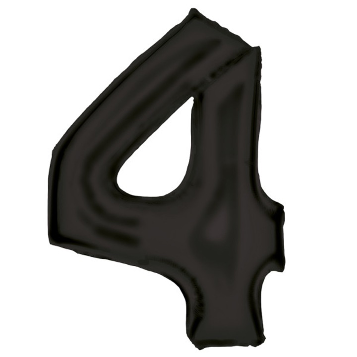 Lustre Black, Fekete 4-es szám fólia lufi 86 cm