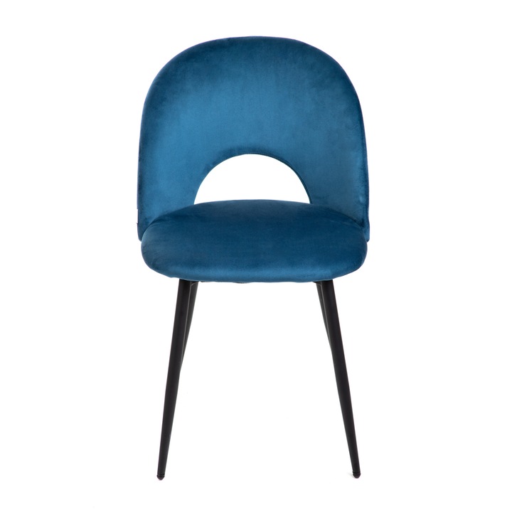 Sötétkék TERCIO bársony szék 47x55x77cm HOMLA